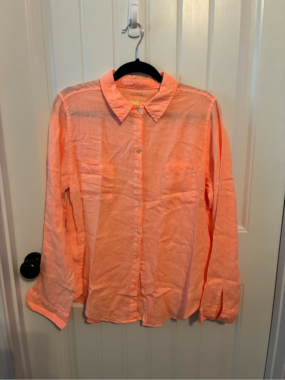 Lilly Pulitzer Coral Button-Down Linen Shirt